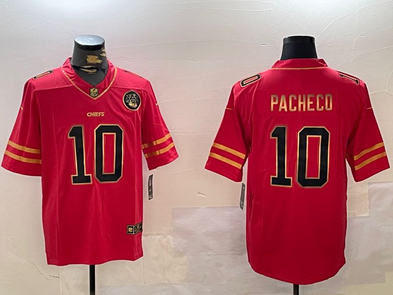 Men Kansas City Chiefs #10 Pacheco Red Gold 2024 Nike Limited NFL Jersey style 1->kansas city chiefs->NFL Jersey